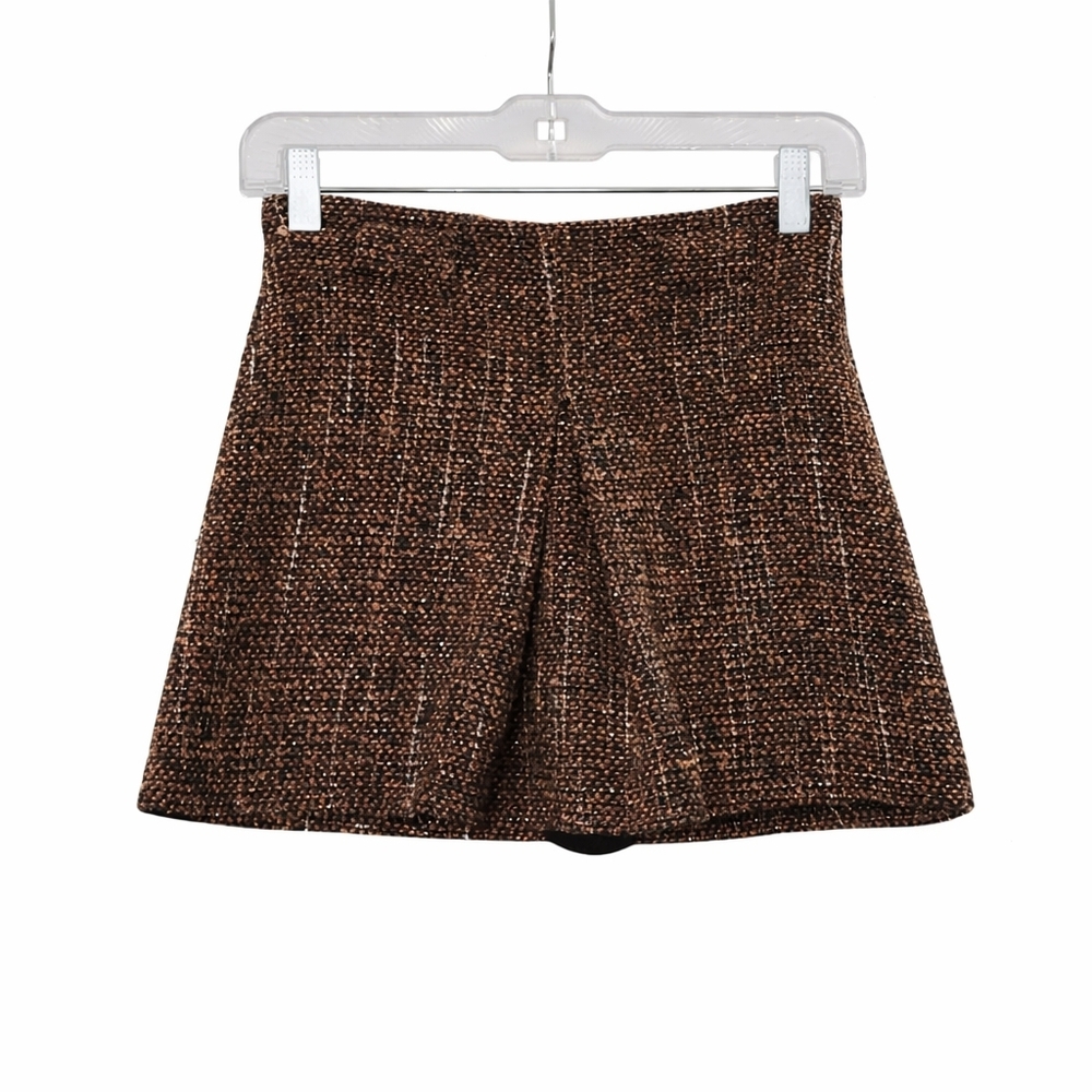 Zara Girls Tweed Skort Brown Rust Preppy Fall Size 13-14 164